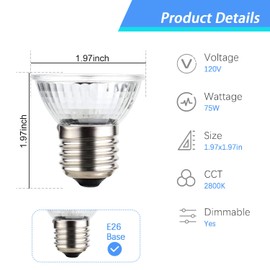 KOHEOPT 75W UVA UVB Bulbs, Light Turtle Heat Lamp for Reptiles and Amphibian Tanks, Terrariums and Cages, Fit E26 Heat Reptile Lamp,Works with Various Lamp Fixtures 2-Pack