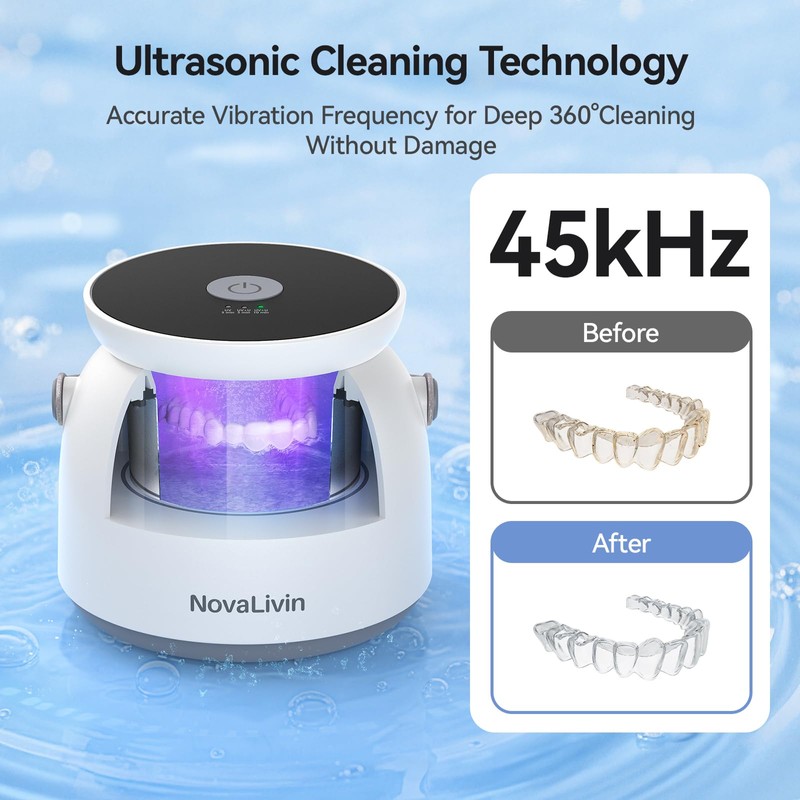 Ultrasonic Retainer Cleaner, 45kHz 3 Modes with for Aligner, Mouth