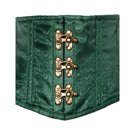 Top Drawer Dark Green Brocade Steel Boned Mini Cincher w/Clasps (Medium)