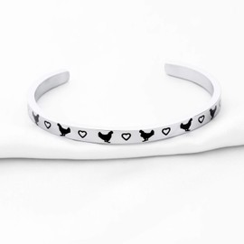 CENWA Pet Lover Gift Poultry Lover Gift Chicken Cuff Bracelet Chicken Gifts Chicken Jewelry Bird Cuff Bracelet (Chicken cuff br S)