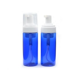 2 x 100ml Empty Plastic Portable Blue Pump Bottle Cosmetic Lotion Makeup Shampoo Facial Cleanser Liquid Soap Dish Foam Holder Container DIY Beauty Tool