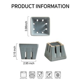 Gomakren Ceramic Berry Basket Set of 2, Square Fruit Bowls with Holes, Fruit Basket Containers for Kitchen, Cute Strawberry Basket for Berries, Grape, Cherry, Slate Blue