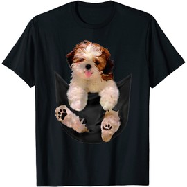 keoStore Shih Tzu Dog Pocket Ripper Pocket Shih Tzu Lover Gift ds2073 T-Shirt Black