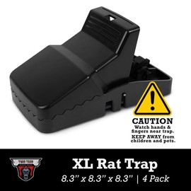 TwinTech Jaws Reusable Mouse Traps, Sanitary and Easy-to-Use for Mice and Small Rodents, Indoor Use for Home, Kitchen, Garage, Office, 8.3"L x 4.3"W x 4.3"H, X-Large (4 Pack)