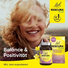 Bachblüten Original Bach RESCURA PLUS Balance & Positivität 30 vegane Kapseln | Bachblütenmischung mit B-Vitaminen und Safran I für natürlich gute Laune I ehemals Rescue