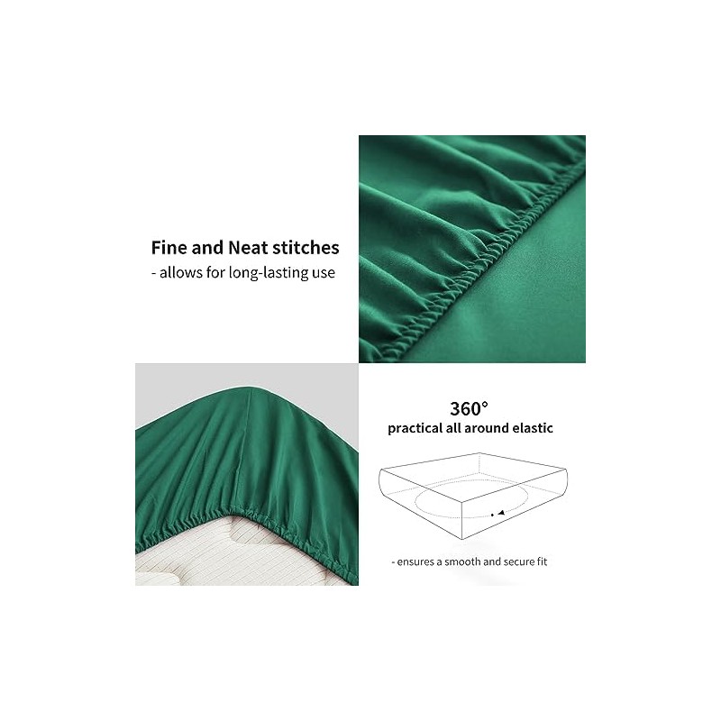 RUIKASI Superking Fitted Sheet Deep - Dark Green Bottom Sheet
