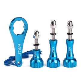HSU Aluminum Thumb Screw Set Thumb Screws, GoPro Hero 12/11/10/9/8/7/6/5, Accessories, Aluminum (3 Screws, 1 Wrench) (Blue)