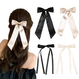 ELKINROVIC Hair Clip for Women, Velvet Mini Bow Alligator Clips Long Soft Small Coquette Bows Ribbon Bowknot Hair Bows for Girls Adult Kids (4Packs)