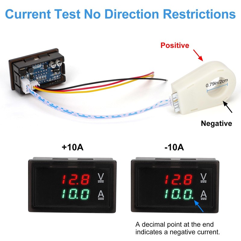 Linkstyle DC 5V-100V & 100A Digital Amp Voltage Meter, Dual