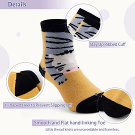 Qterdiz Toddler Boys Winter Socks Kids Warm Socks Thick Cartoon Thermal Crew Socks for Boys Animals 6 Pack 4-6 Years