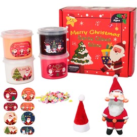 Fumeetplax Christmas Stocking Stuffers for Kids,4 Pack Build Santa Claus Slime Kit,Scented Slime Kit for Kids,Modeling Santa Claus DIY Kit,Santa Claus Making Kit Toys Activities Party Supplies
