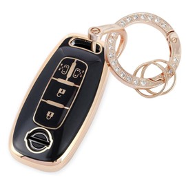 YANMW Key Case, Key Cover, Key Holder, Smart Key Case, TPU, Cute, Gold Black, gold black