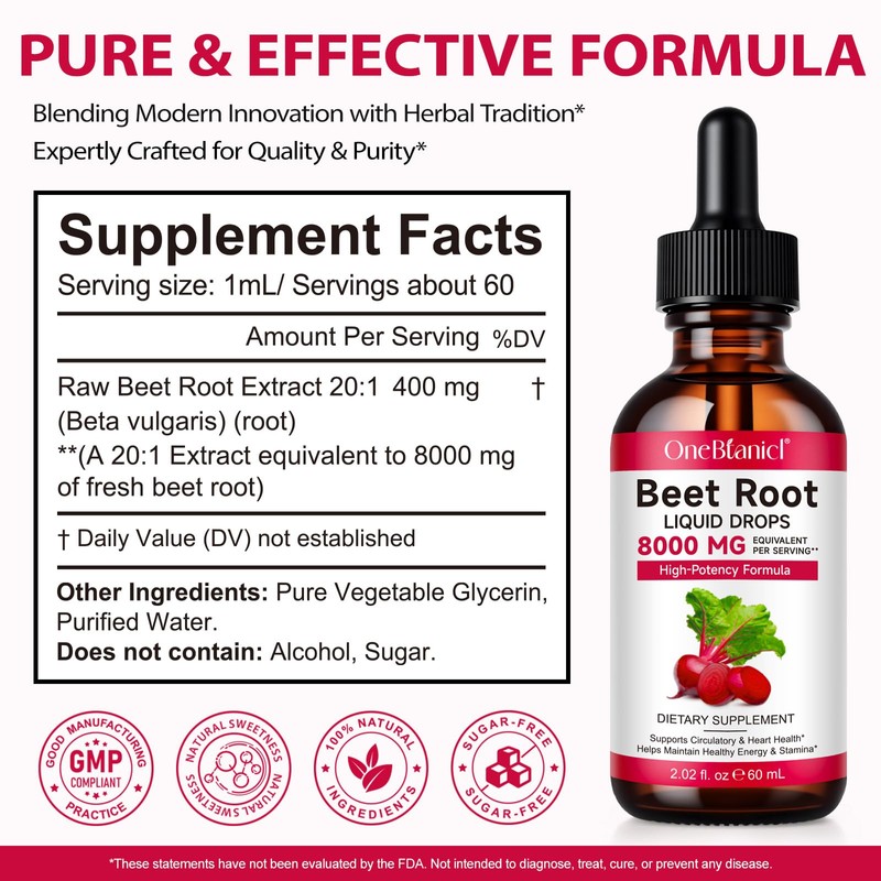Beetroot Drops, Beetroot Nutrient Solution 8000 mg, for Endurance Support