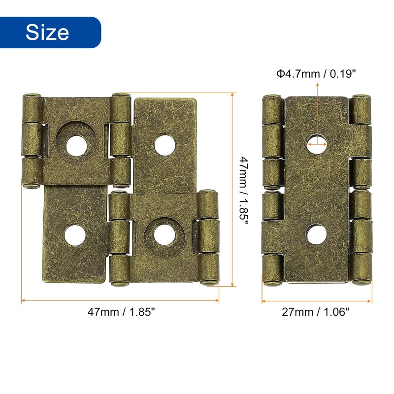 sourcing map Double Acting Hinges Folding Screen, 8Pcs 1.85" Double