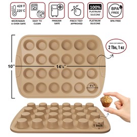 FOODIES HAVEN 2 PK-Mini Muffin Pans 24 Cup Mini Muffin Silicone Molds