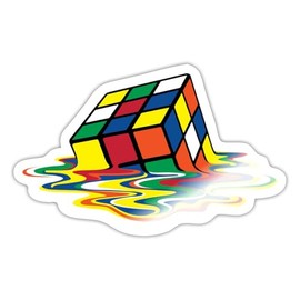 Spreadshirt Rubik's Cube Magic Cube Melting Cube Sticker, Max. 10 x 10 cm, 10 x 10 cm, Glossy White
