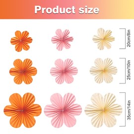 Paper Decorations, 9PCS Paper Fan Decorations Hanging Paper Flowers Decorations for Birthdays Weddings Garden Party Decorations Events Accessories