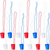 Iconikal Shot Glass on Beaded Necklace, 12-Pack (Red, White, Blue)