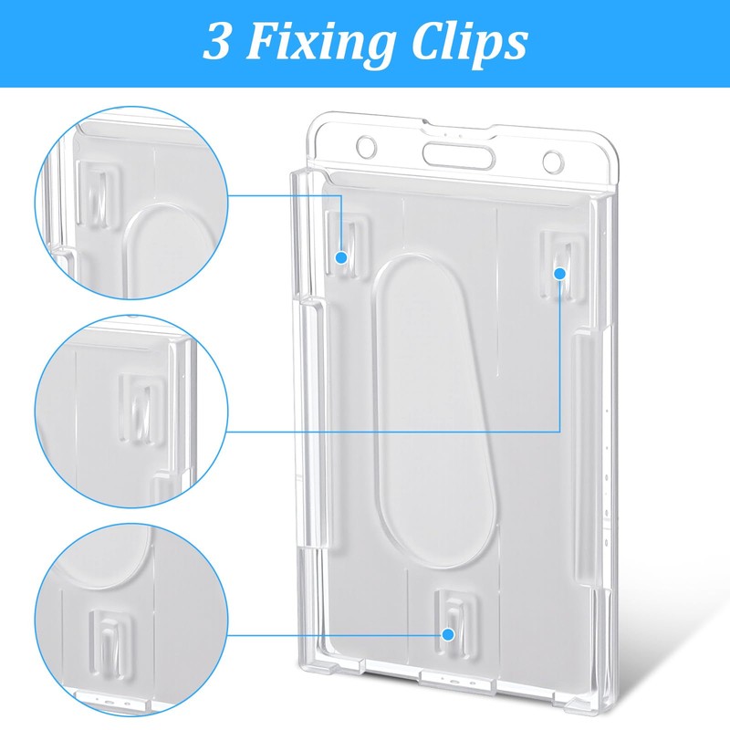 25 Pack Vertical 2-Card Badge Holder, Heavy Duty Hard Plastic