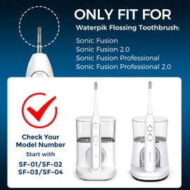 FitMount FitMount 6 Pack Toothbrush Replacement Heads Compatible with WaterPik Sonic Fusion 2.0, FitMount Flossing Brush Head Fit for Water-Pic SF-01W SF-02W and 2.0 SF-03 SF-04