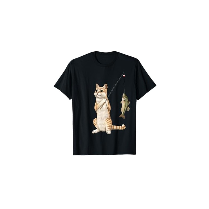 Fishing cat with a bass T-Shirt