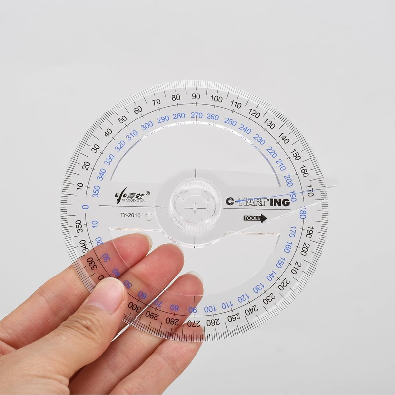 360° Protractor Set (20-Pack) – Clear Plastic Math Protractors for
