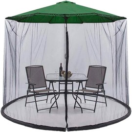 Akiky Black Canopy Patio Umbrella Mosquito Net Universal Canopy Umbrella Netting Screen with Double Zipper Door Polyester Mosquito Mesh for 7-11ft Outdoor Offset Hanging Market Umbrellas