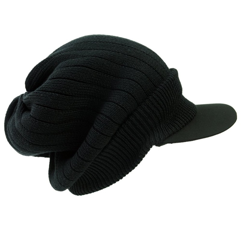 bigwatch (bigguwatti) Hat Plus Size Ribbed Shade Knit Cap Black