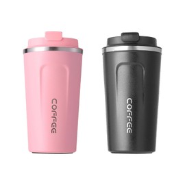 2Pcs 510 ml Taza Termo de Café de Acero Inoxidable 304 con Tapa, Termo Cafe al Vacío para Conservación del Calor y Frío, Termos para Cafe para la Oficina, Automóvil y Parque.