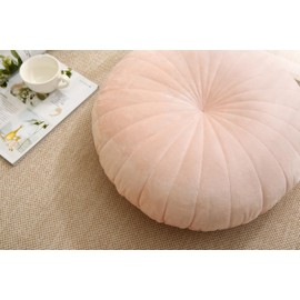 MolynnChic Floor Pillow Meditation Cushion Round Large Floor Pillows Seating for Adults, Velvet Thick Floor Cushions for Yoga Living Room Balcony Outdoor Tatami 18inch（Pink）