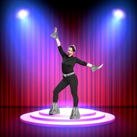 HENBRANDT 5-Piece Dancing Queen Costume Accessory Set - Silver Sequin 70s Disco Diva Fancy Dress - Arm & Leg Flounces, Belt - One Size