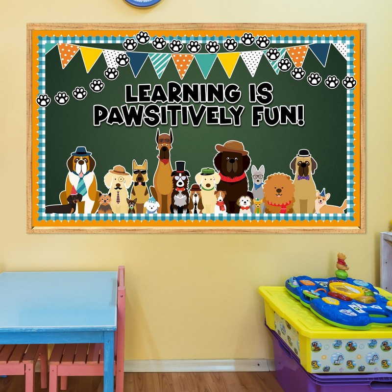 Justforjoyful 75 PCS Pet Classroom Bulletin Board Decorations Puppy Bulletin