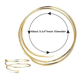 Aatpuss Pack of 6 upper arm bracelets for women, upper bangle gold, bangle, upper arm, adjustable bangle jewellery, open bangles, for wearing jewellery and celebrations (gold), Aluminium