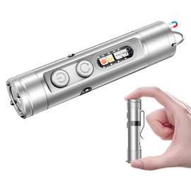 WAIORD Mini Flashlight, 500 Lumens Rechargeable EDC Pocket Keychain Flashlight with Magnetic Base, Small Bright LED Clip Light for Indoor Outdoor and Emergency （White）