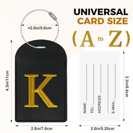 Gloppie 4 Pack Initial Luggage Tags TSA Approved Embroidered Monogrammed Letter Luggage Tag for Suitcases R
