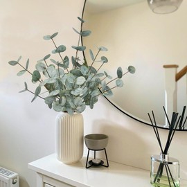 FIACO Artificial Eucalyptus Stems 18.7" 6 Pcs Fake Eucalyptus Plants for Home Decor Faux Greenery Stems Coffee Table Centerpiece Bathroom Farmhouse Bedroom Kitchen Office Desk Decorations