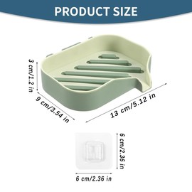 4 Pack Soap Dish with Drain Soap Holder, Double-layer Contrasting Color Soap Trays, Wall-mounted Punch-free Soap Box for Shower Bathroom Kitchen - Free 4 Hooks