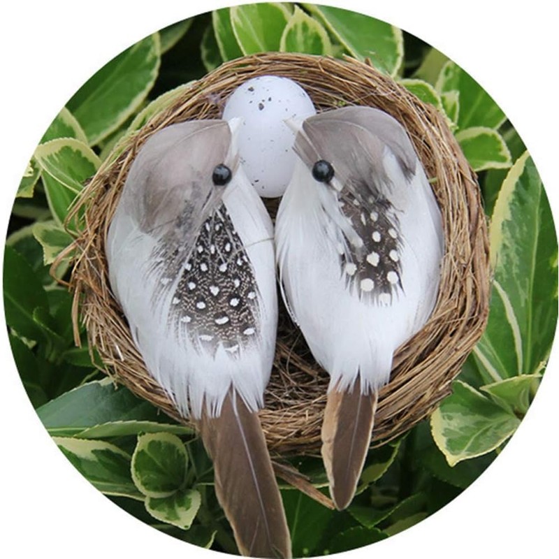 GOUDOGEDC 2 Set Simulation Bird Nest with Bird and Eggs