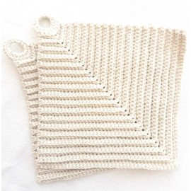 Topflappen 100% Baumwolle gehäkelt ca. 19 x 19 cm in natur/creme