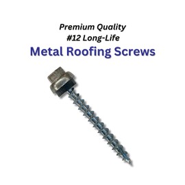 EAGLE 1 Long-Life Metal Roofing Screws: #12 x 2 Dome Cap Metal Roofing Screws (250-Count), Type-17 Sharp Tip, EPDM Washer, Multiple Colors/Includes 5/16" Hex Bit Driver - Zinc