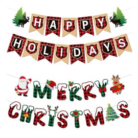 Merry Christmas Banner Christmas Banner with Christmas Chimney Decorations,Home Garden Indoor Outdoor Banner Christmas Seasonal Winter Decoration