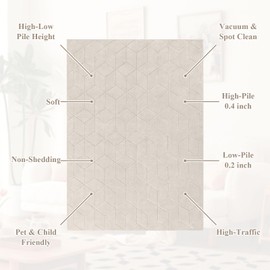 SHACOS Soft Fluffy Geometric Area Rug for Living Room Bedroom, 4x6 Indoor Floor Carpet for Kids Room, Non Slip Machine Washable Modern Rugs for Nursery Rooms Kids Room Dining Room, Beige