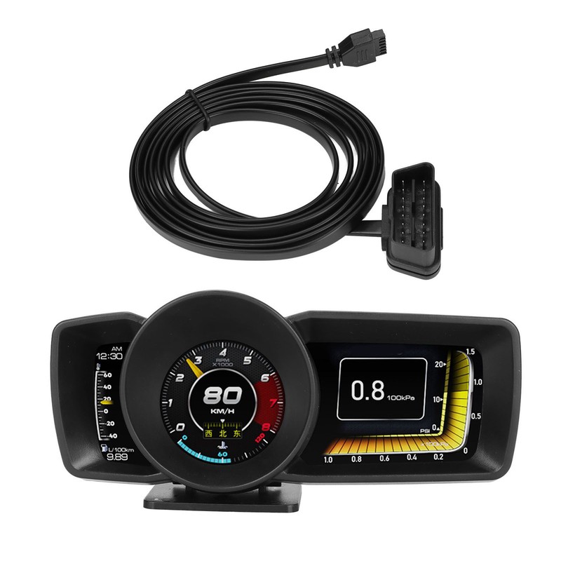Car HUD OBDII GPS 3 LCD Screen Overspeed Alarm Multifunction