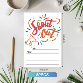 50pcs Shout Out Cards, Paper Jam Staff Appreciation Encouragement Kudos Cards for Employees Meaningful Recognition Reward Cards Compliment Affirmation Award Card for Parents Friends Employees Teachers