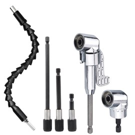 2 x 105° angle attachment for cordless screwdriver adapter, 3 x 1/4 hex shank extension rod, 1 x flexible bit holder extension, for electric drills