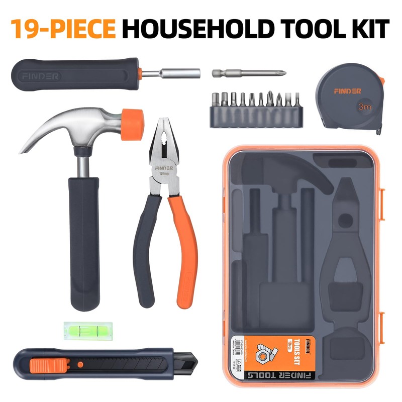 Finder Small Tool Kit 19 Piece General Household Tool Set,