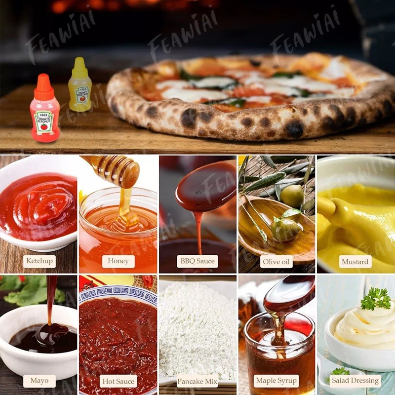 Feawiai 4pcs Frascos Catsup Moztaza Mini Lunch Oficina Viajes 25ml