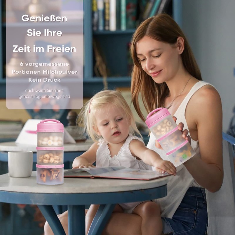 Termichy Milchpulver Portionierer Baby Stapelbar Milchpulver Aufbewahrungsbox 2 Stück (Babyrosa-2)