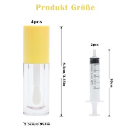 Set of 4 Lip Gloss Make Your Own Lip Gloss Container Set with 2 Plastic Syringes Lip Balm Bottles Empty Tubes for Filling Mini Make Up Filling Transparent for DIY Lipstick Eyelash Cream Cosmetics