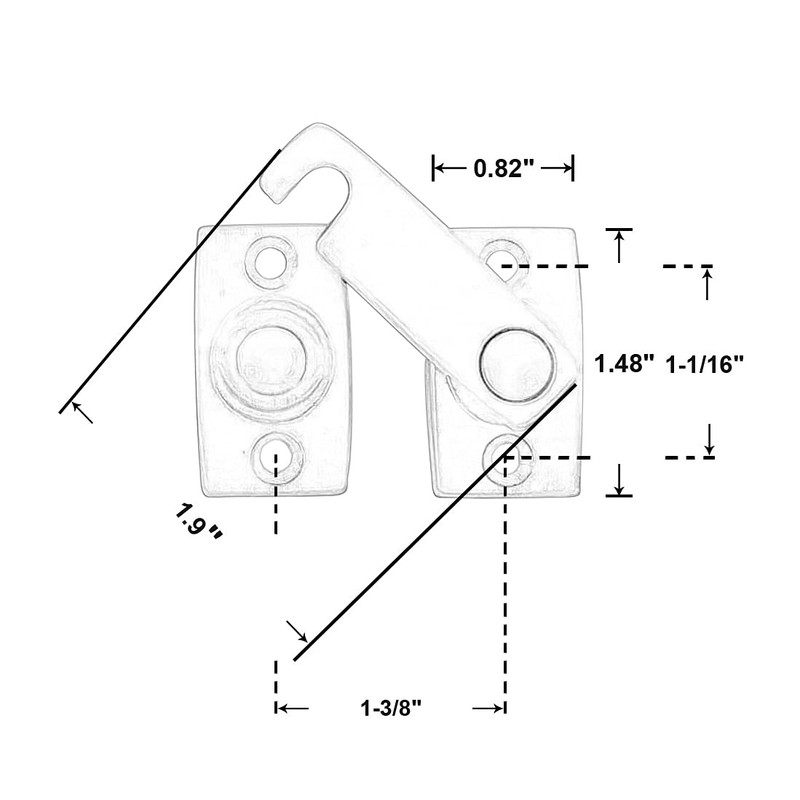 QCAA Solid Brass Shutter Bar/Door Latch, 7/8" x 2-3/32", Polish